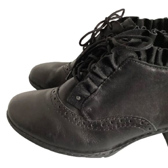 RIEKER BLACK LEATHER LACE UP ANKLE BOOT SIZE 36 - Picture 7 of 13